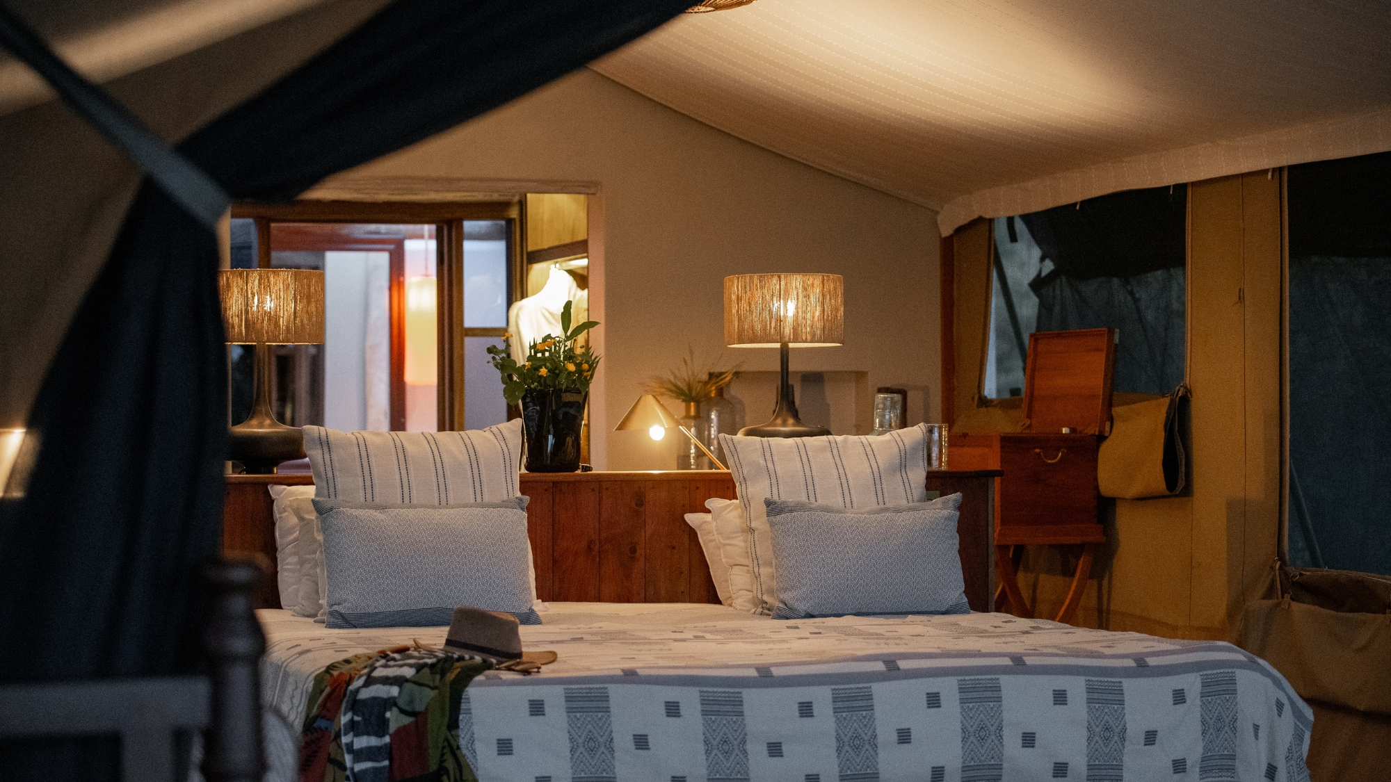 Tented suite bedroom at Hemingways River Camp Mara, Maasai Mara, Kenya