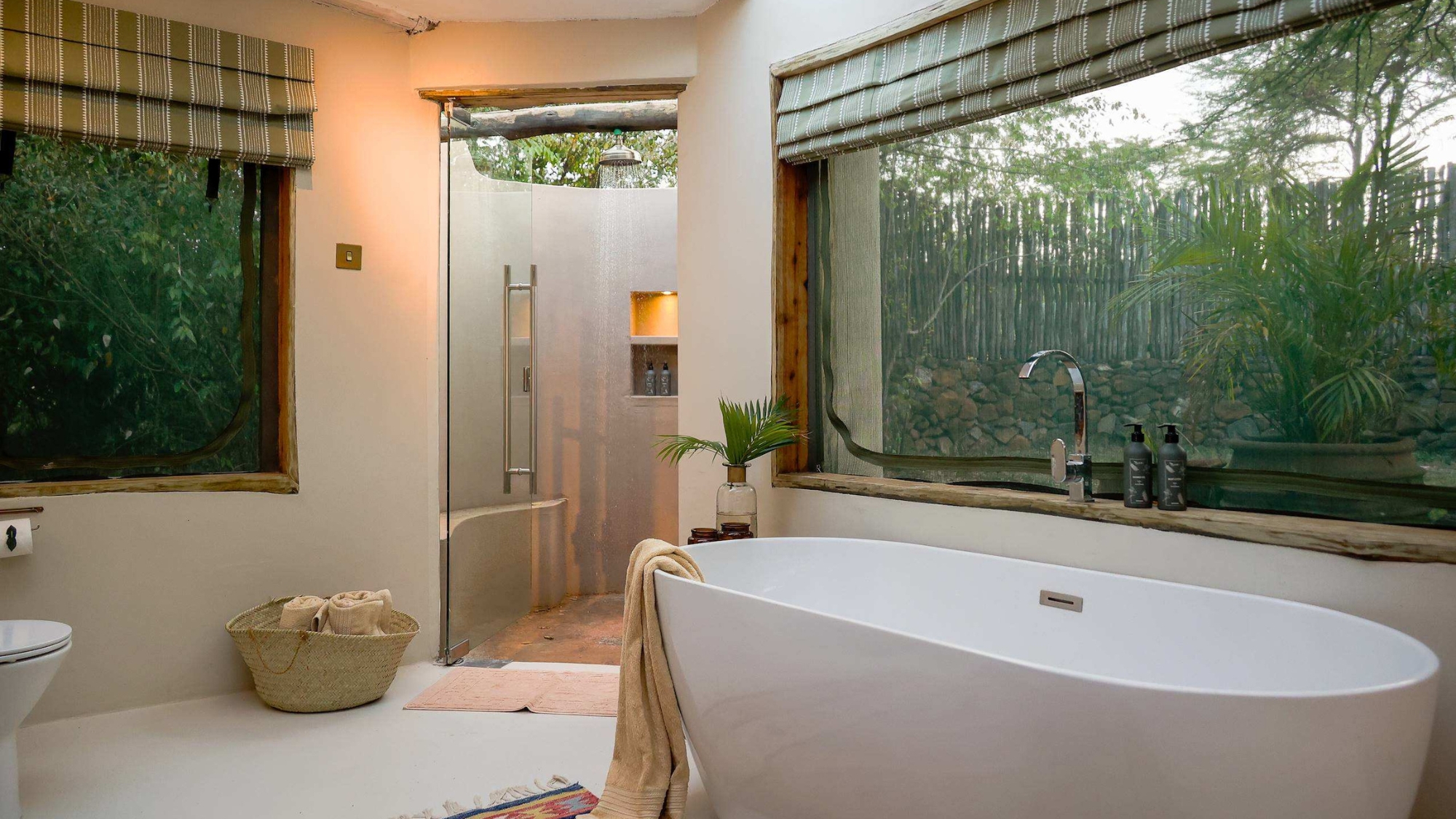 Upgraded en-suite bathroom at Hemingways River Camp Mara safari camp in Kenya